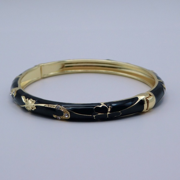 Jewelry - Black and Yellow Gold Hinged Bangle